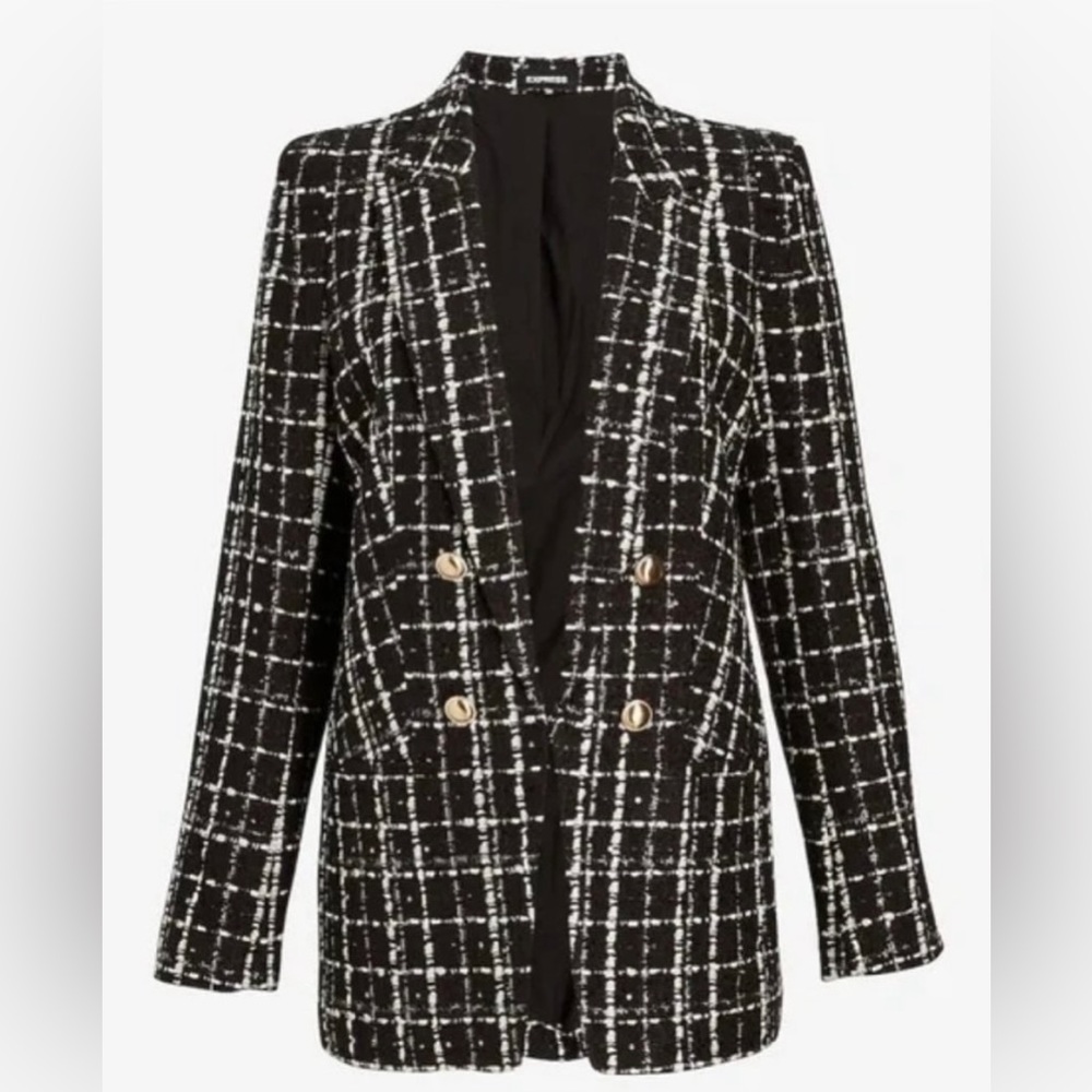Express Black Tweed Blazer with Sequins